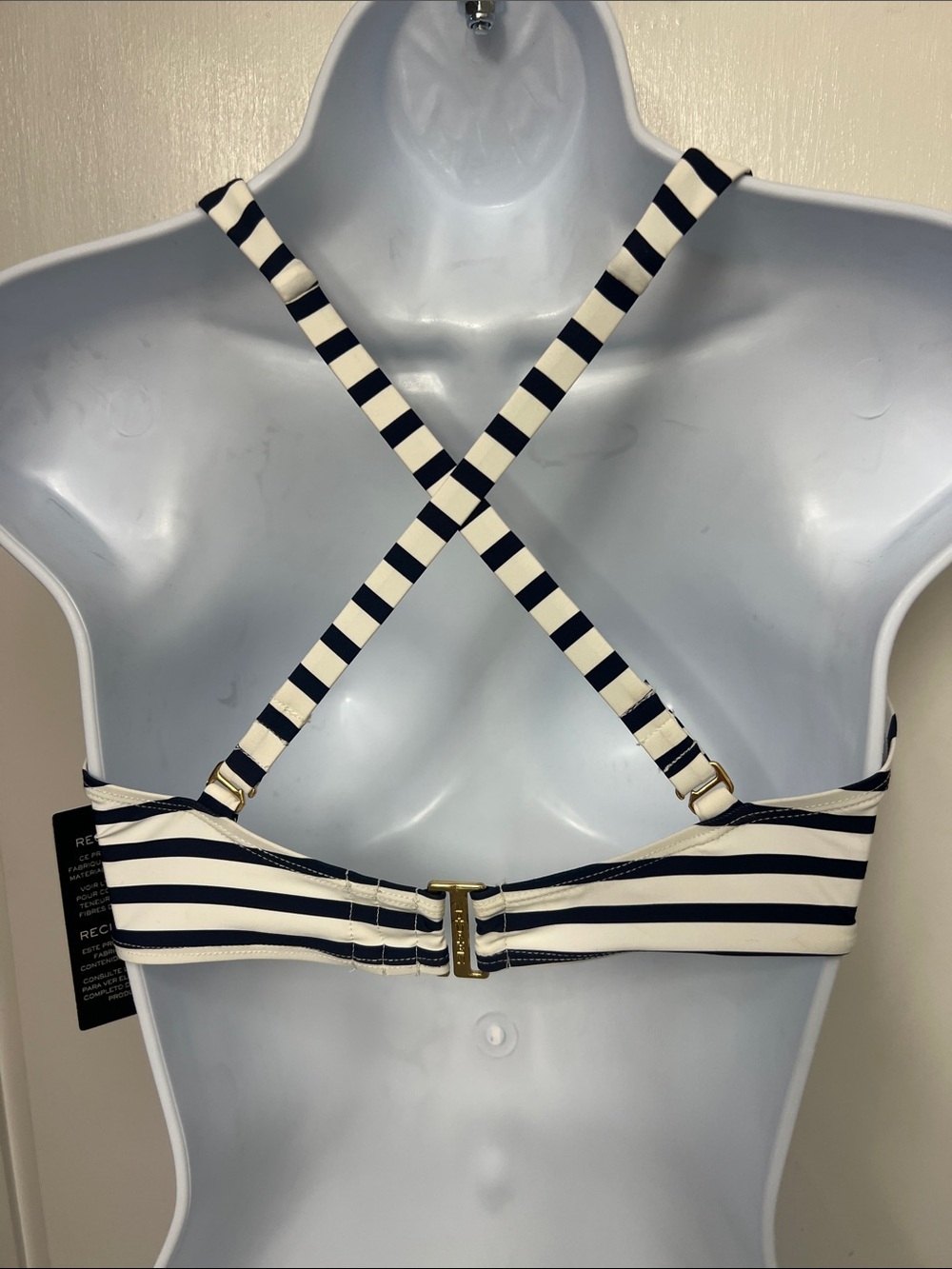 Lauren Ralph Lauren Women's Blue & White
Striped V-Neck Bikini Top Size 14 - Picture 5 of 14
